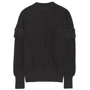 TORY BURCH NWOT Fringe Sleeve Alpaca Wool and Silk Crew Neck Sweater, Size M
